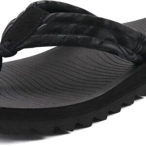 Women's Black Quilted Strap Flip-Flop Sandal